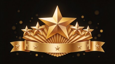 五星荣誉金色徽章装饰