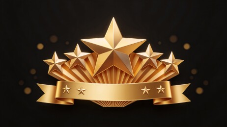 五星荣誉金色徽章装饰
