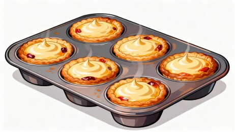 烤盘果粒蛋挞美食插画