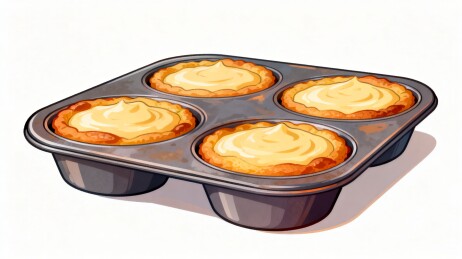烤盘果粒蛋挞美食插画