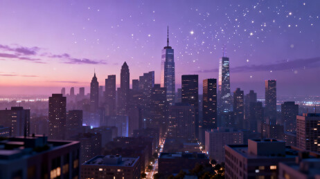 星空夜景城市建筑群