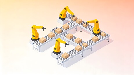 工业自动化生产线机械臂作业