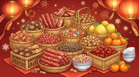 满篮年货瓜果贺岁图