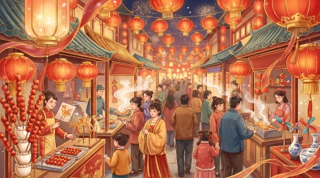 糖葫芦摊位庙会街景