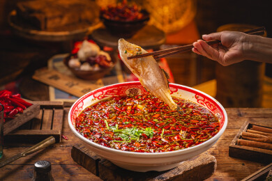 江湖菜风格的水煮鱼片横构图