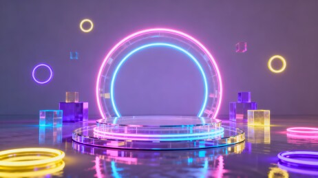 霓虹展台炫彩科技产品展示背景