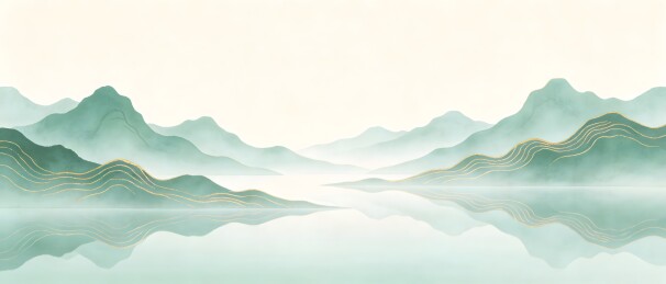 水墨山水画静谧湖景