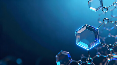 分子结构模型六边形晶格球体科技感特写