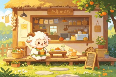 羊年IP角色场景插画