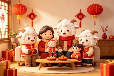 羊年IP角色全家福设计