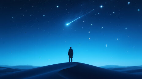 沙丘剪影与流星夜