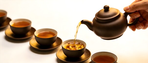 紫砂壶倒茶瞬间优雅宁静