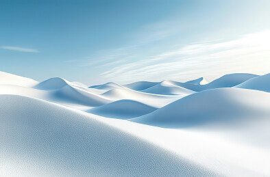 蓝天白云下的连绵雪丘景观