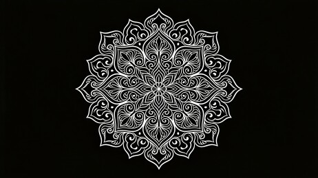曼陀罗黑白对称线描背景
