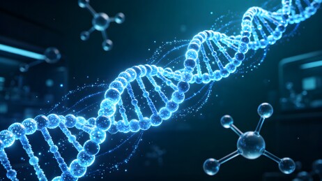 DNA双螺旋结构在分子背景下的艺术表现