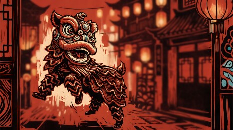 红狮灯笼砖墙