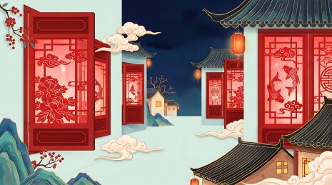 青蓝门贴对联