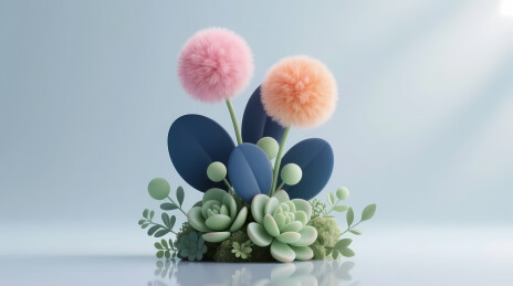 粉橙绒球花梦幻照