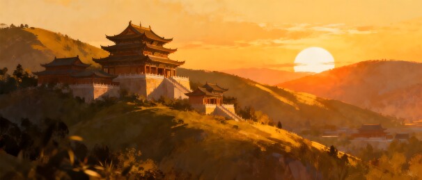 夕阳下的古建筑群