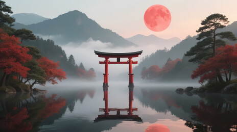 水中朱红鸟居