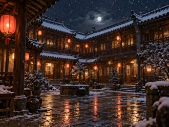 雾漫秋山古桥水乡盛景
