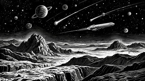 异星山脉与星空