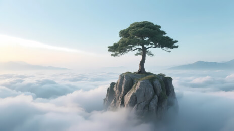 岩顶苍松云海