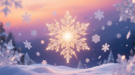 金色雪花冬日仙境