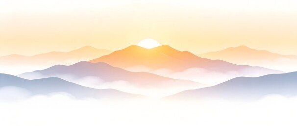 日出时分层峦叠嶂的山脉风景