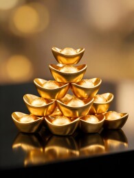 堆叠成金字塔形状的金元宝
