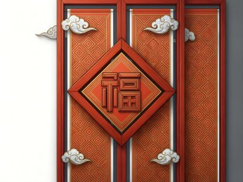 国潮中式福字祥云屏风