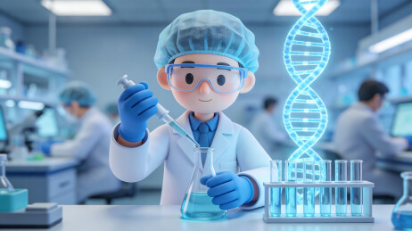 卡通科学家做实验