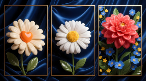 三幅花卉静物画