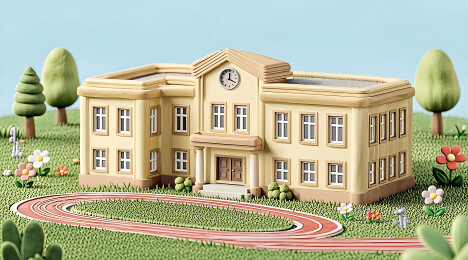 卡通风格学校建筑模型