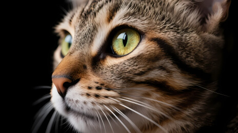 黑底虎斑猫侧脸特写