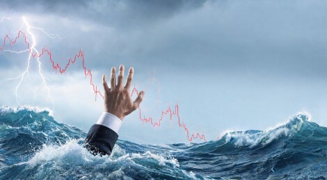 金融风暴中求救的手