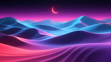 梦幻紫蓝山峦夜景
