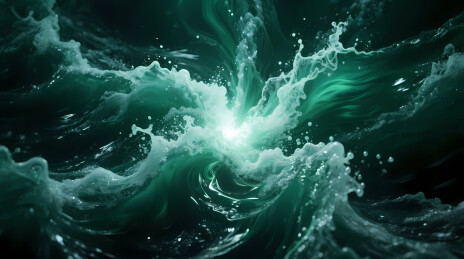 深海风暴墨绿巨浪