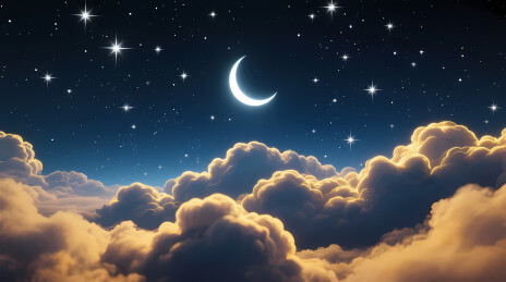 梦幻星空新月夜