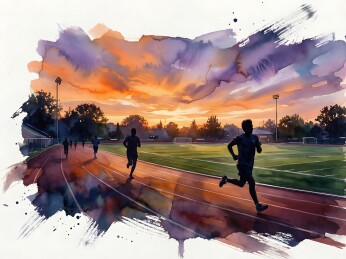 暮色操场 追风夜跑