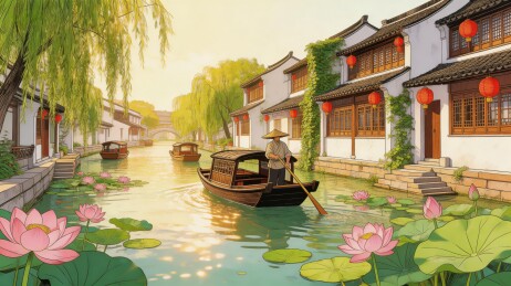 江南水乡小舟行