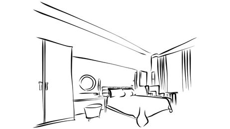 bedroominteriorthemorningoutlinesketchedanimationhanddrawn