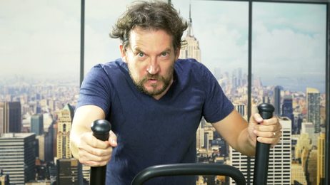 guitarist wear headphones singing song playing a guitar record