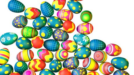 rollinggoldeneggrevealinghappyeasterinscriptionbetweenrowsof